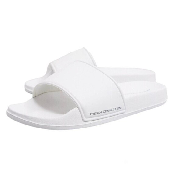 French Connection Slide Sandals by Aso Design faux leather logo sliders size 8. - Picture 1 of 4